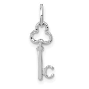 14k White Gold, Hannah Collection, Mini Initial C Shamrock Key Charm